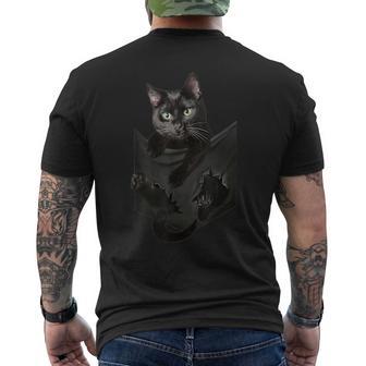 Cat Pocket Ripper Pocket Black Cat Lover Gift Men's Back Print T-Shirt - Monsterry