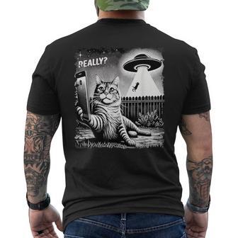 Cat Selfie Ufo & Alien Echt Jetzt Really T-Shirt mit Rückendruck - Geschenkecke