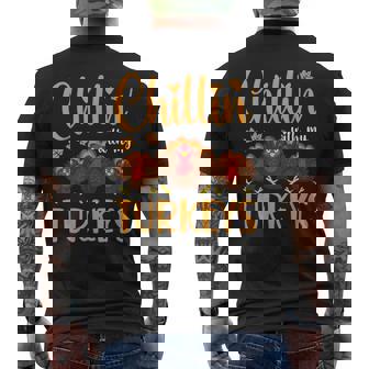 Chillin With My Turkeys Thanksgiving Family Matching Men's T-shirt Back Print - Thegiftio UK