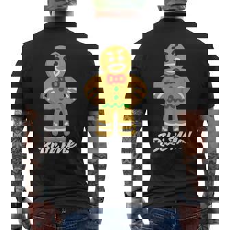 Christmas Gingerbread Man Bite Me X-Mas Men's Back Print T-Shirt - Monsterry