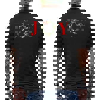 Christmas Holiday Joy Wreath Men's Back Print T-Shirt - Monsterry