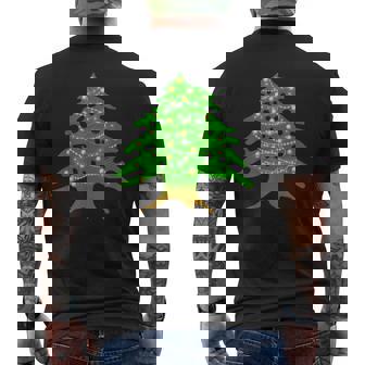Christmas Lebanese Tree Lebanon Flag Christmas Cedar Tree Men's Back Print T-Shirt - Monsterry