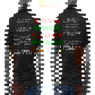 Christmas Love Hope Joy Peace Tree Star Wreath Men's Back Print T-Shirt - Monsterry