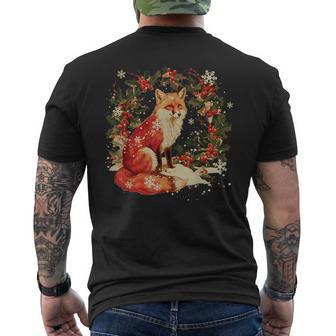 Christmas Vintage 90s Fox Woodland Animal Cottagecore Men's Back Print T-Shirt - Monsterry