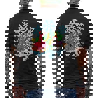 Christmas Zoo Animal Exotic Bird Snowman Snowflake Flamingo Men's Back Print T-Shirt - Monsterry
