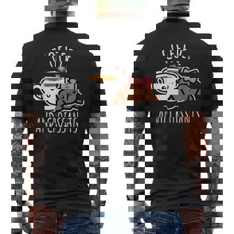 Coffee And Croissants Shirt Cute Coffee Men's Back Print T-Shirt - Monsterry