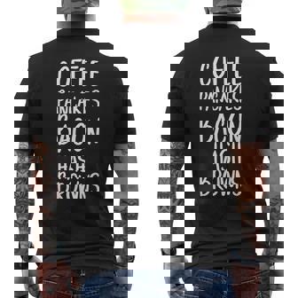 Coffee Pancakes Bacon Hash Browns Shirt Breakfast Lovers Men's Back Print T-Shirt - Monsterry