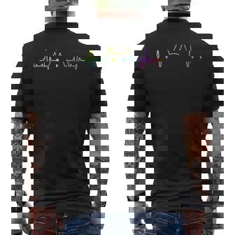 Colorful Heartbeat Cat Lover Animal Silhouette Cute Cat Men's T-shirt Back Print - Thegiftio UK