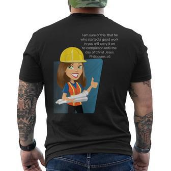 Concrete Cranes Vbs Hard Hat Memory Verse Philippians 1 Men's T-shirt Back Print - Monsterry UK