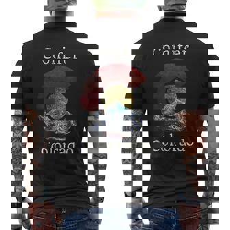 Conifer Colorado Flag Styled Mountain Men's Back Print T-Shirt - Monsterry