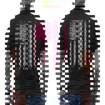 Conquer Breast Cancer Breast Cancer Awareness American Flag Men's T-shirt Back Print - Monsterry