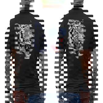 Cool Growling Bengal White Tiger With Sunglasses Men's T-shirt Back Print - Monsterry