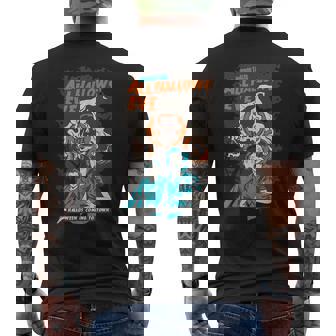 Cool Vintage Design Featuring a Couple Running From Pumpkins Men's Back Print T-Shirt - Monsterry