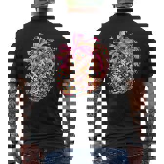 Coquette Bow Disco Football Game Day Touchdown Season Men's T-shirt Back Print - Thegiftio