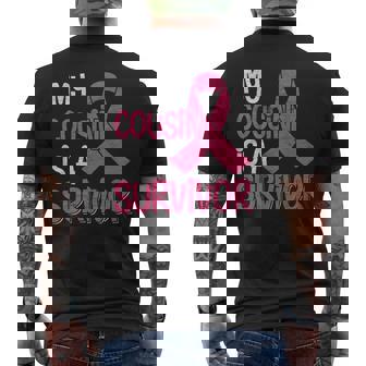 My Cousin Is A Survivor Breast Cancer Support Squad Men's T-shirt Back Print - Thegiftio UK
