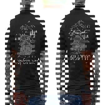 Crazy Cabin Lady Cozy Log Cabin Homes Mountain House Cottage Men's Back Print T-Shirt - Monsterry