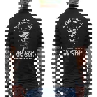 Credi In Te Stesso E Ama Satana Anticristo Umorismo Gotico T-shirt da uomo con stampa posteriore - Novitaregali
