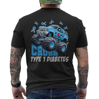 Crush Type 1 Diabetes Awareness T1d Warrior Monster Truck Men's T-shirt Back Print - Thegiftio UK