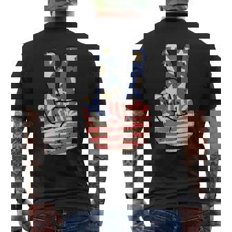 Cute America Peace American Flag Peace Sign Hand 4Th Of July Men's T-shirt Back Print - Monsterry