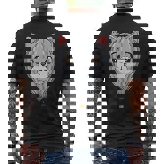 Cute Cat Face Hot Air Balloon Cat Air Balloon Men's T-shirt Back Print - Monsterry