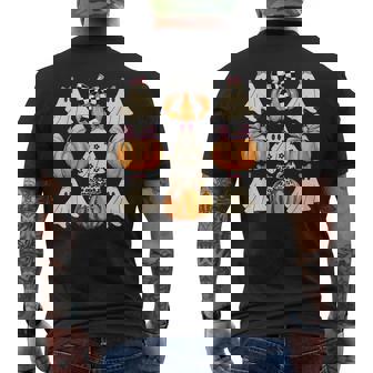Cute Coquette Bows Ghost Pumpkin Season Halloween Autumn Men's T-shirt Back Print - Thegiftio