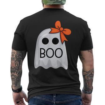 Cute Ghost With Bow Boo Halloween Costume Men's T-shirt Back Print - Thegiftio