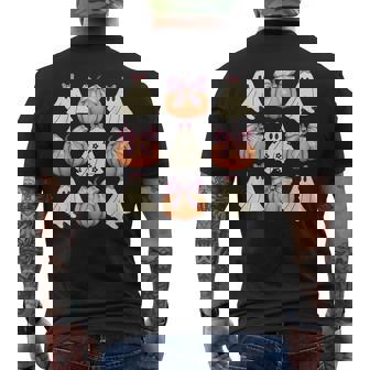 Cute Ghost Coquette Bow Pumpkin Halloween Spooky Season Men's T-shirt Back Print - Seseable