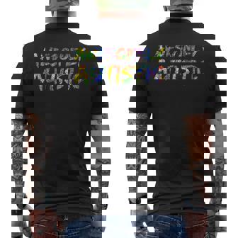 Cute Puzzle Autism Quote For Boys Awesomely Autistic Men's T-shirt Back Print - Thegiftio