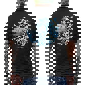Cute Wave Of Blue Cats Blue Cats Wave Men's T-shirt Back Print | Mazezy