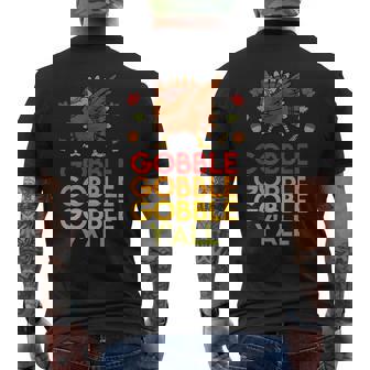 Dabbing Turkey Gobble Y'All Thanksgiving Fall Season Holiday Men's Back Print T-Shirt - Monsterry