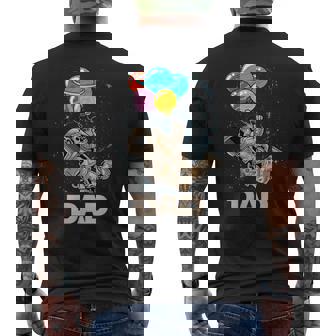 Dad Of Birthday Astronaut With Balloons Planets In Space Men's T-shirt Back Print | Mazezy