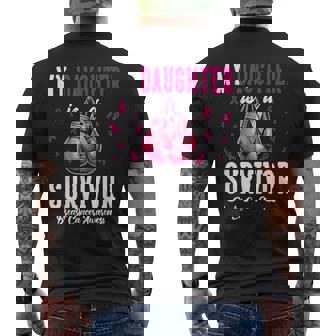 My Daughter Is A Survivor Of Support Breast Cancer Awareness Men's T-shirt Back Print - Thegiftio