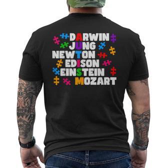 De Autismo Para Niños Darwin Jung Newton Einstein Edison Camiseta Hombre Estampado Espalda - Regaloses