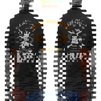 Deer And Beer Make Me Happy Deer Hunting Hunting Men's T-shirt Back Print - Monsterry