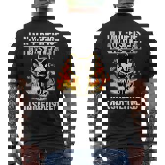 In My Defense I Was Left Unsupervised Black Cat Humoristic Men's T-shirt Back Print - Thegiftio UK