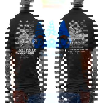 Diabetes Awareness Month Blue Ribbon Gnomies Support Men's T-shirt Back Print - Monsterry