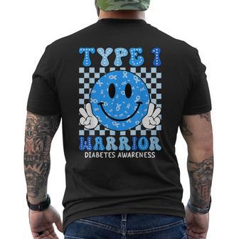 Diabetes Awareness Toddler Ribbon T1d Warrior Support Squad Men's T-shirt Back Print - Thegiftio UK
