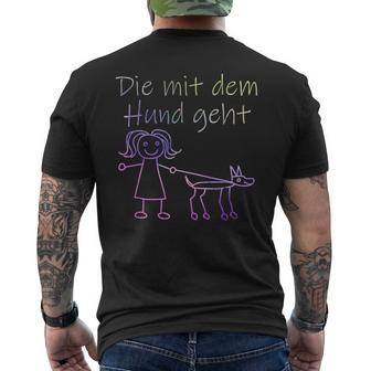 Die Mit Dem Hund Geht Half-Sleeve Die Mit Dem Hund Gehen German Lang T-Shirt mit Rückendruck - Seseable
