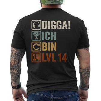 Digga Ich Bin 14 Jahre 14Th Birthday Boy Gamer T-Shirt mit Rückendruck - Geschenkecke