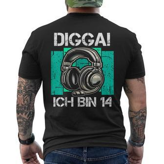 With Digga Ich Bin 14 Jahre Junge Geburtstag T-Shirt mit Rückendruck - Seseable