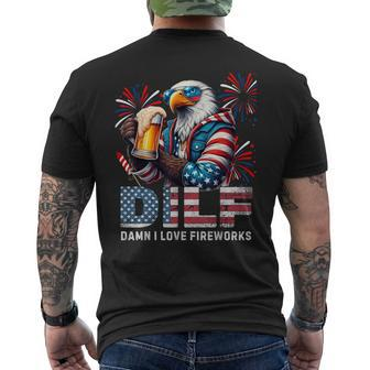 Dilf Damn I Love Fireworks Patriotic July 4Th Eagle Men's T-shirt Back Print - Monsterry DE