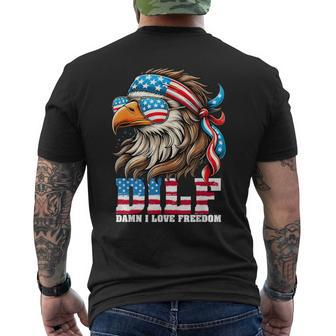 Dilf Damn I Love Freedom Eagle Mullet 4Th Of July Men's T-shirt Back Print - Monsterry DE