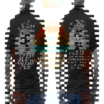 Divertido Gato Negro Retro Está Bien Estoy Bien Todo Está Bien Camiseta Hombre Estampado Espalda - Regaloses