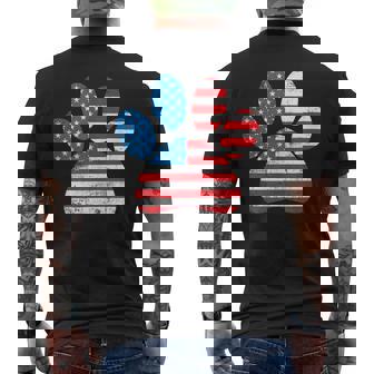 Dog America Flag Patriot Day Paw Print Flag 4Th Of July Men's T-shirt Back Print - Monsterry