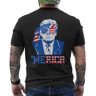 Donald Trump Merica Trump Sunglass Us Flag 4Th Of July Men's T-shirt Back Print - Monsterry CA