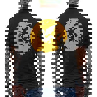 Dragon Halloween Bats Witch Haunted House Men's T-shirt Back Print - Monsterry