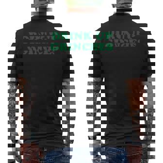Drink Up Grinches Green Title Across Chest Christmas Premium Men's Back Print T-Shirt - Monsterry