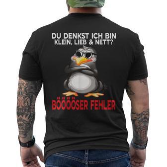 Du Denkst Ich Bin Klein Lieb Und Nett Cute Penguin T-Shirt mit Rückendruck - Geschenkecke