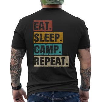 Eat Sleep Camp Repeat -Intage Outdoor Camping Camper T-Shirt mit Rückendruck - Geschenkecke