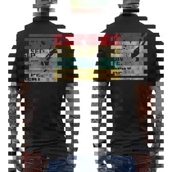 Eat Sleep Dive Repeat Sports Diver Cool Diving Men's T-shirt Back Print - Monsterry